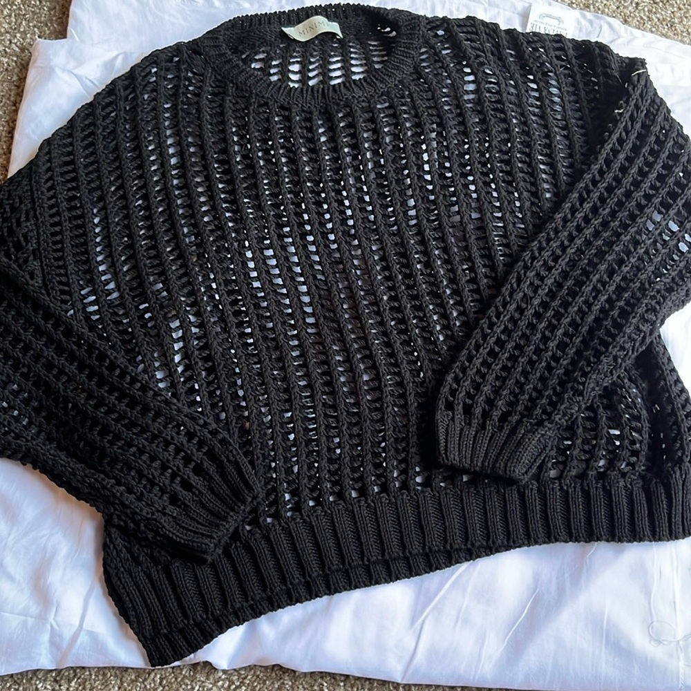 MinimLA black fishnet sweater small